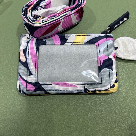 NEW Vera Bradley "Mod Paisley" Zip ID Case & Lanyard set-pink grey white yellow) - Picture 2 of 4